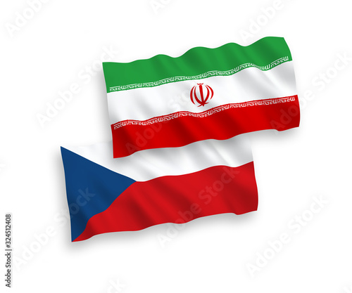 Flags of Czech Republic and Iran on a white background