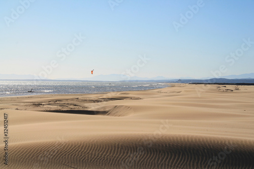The Amazing sandy beach in Gruissan in the Aude department, France