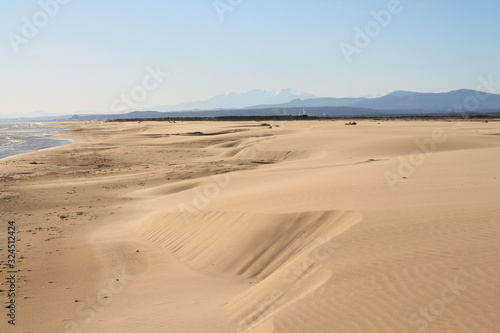 The Amazing sandy beach in Gruissan in the Aude department, France