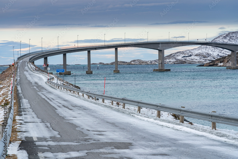 Bridge to Sommarøy Archipelago in northern Norway, near Tromsoe Bridge to Sommarøy Archipelago in northern Norway, near Tromsoe