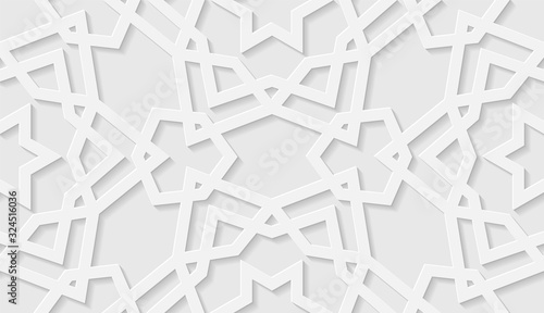Arabic seamless pattern with classic islamic culture ornament. White background with shadow.