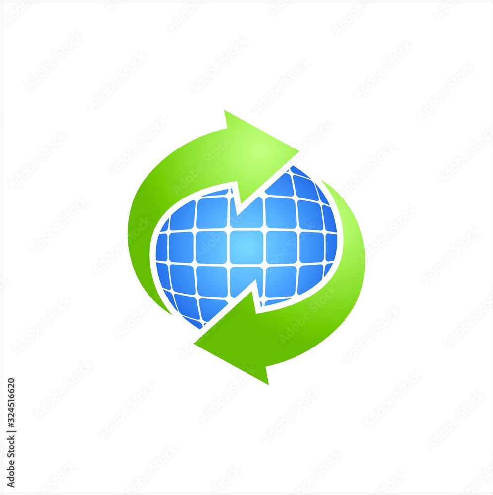 sun solar tech energy logo concept. Recycle sun solar green energy illustration sun solar tech energy logo concept. Recycle sun solar green energy illustration