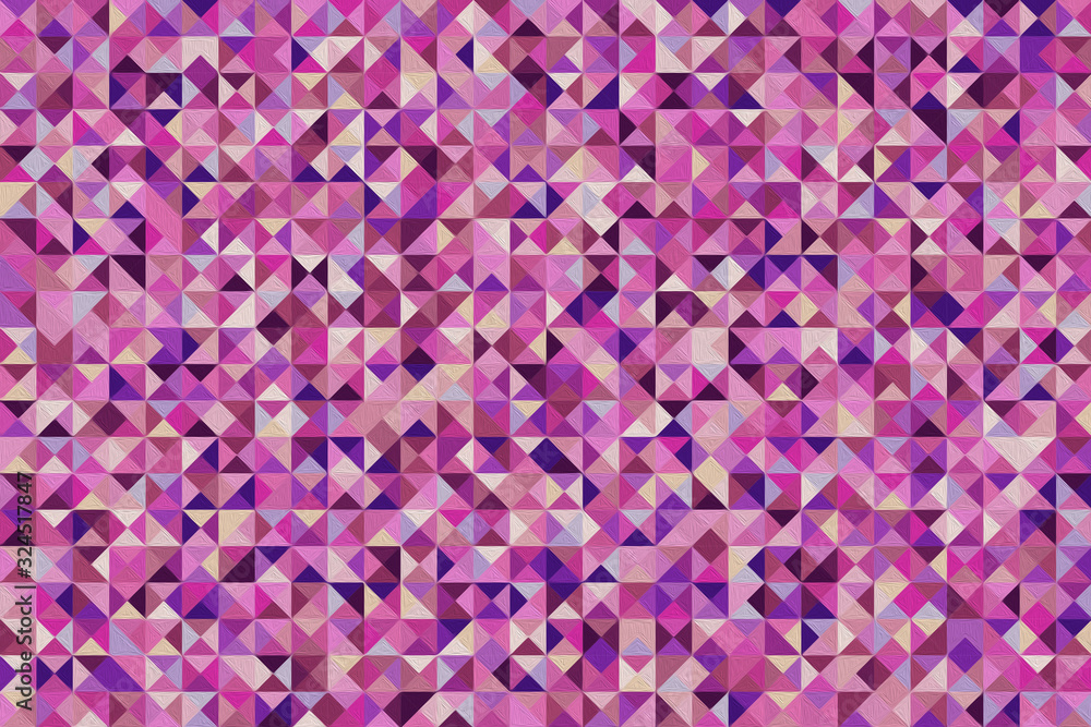 Obraz premium Colorful geometric pattern with different shapes. Oil painting on canvas style. Modern creative texture, minimal flat style. 