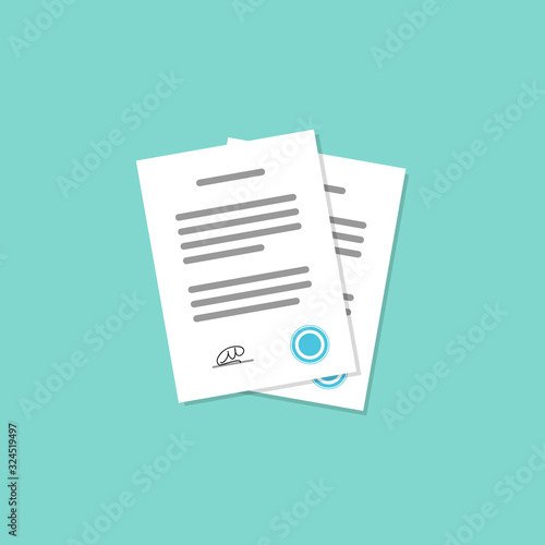 Document icon with shadow flat style