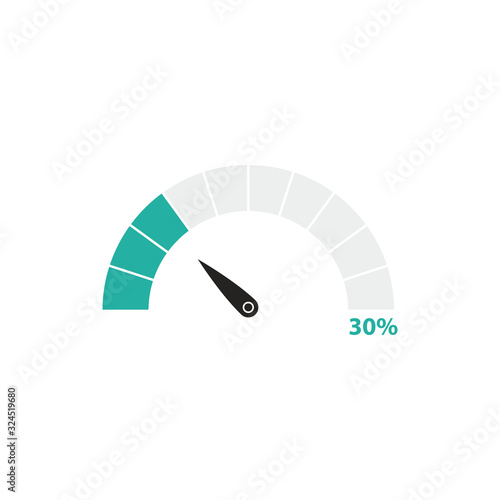 Loading speedometer icon 30% simple design