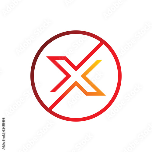 Free Download red color line circle letter x cross logo design - GFXLoad