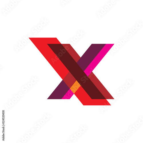 modern red letter x square diagonal group logo design