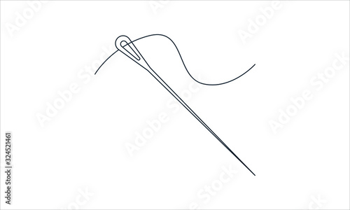 Sewing needle icon for stitching and needlework