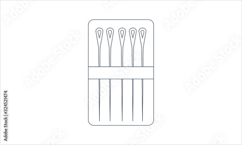Sewing needle icon for stitching and needlework