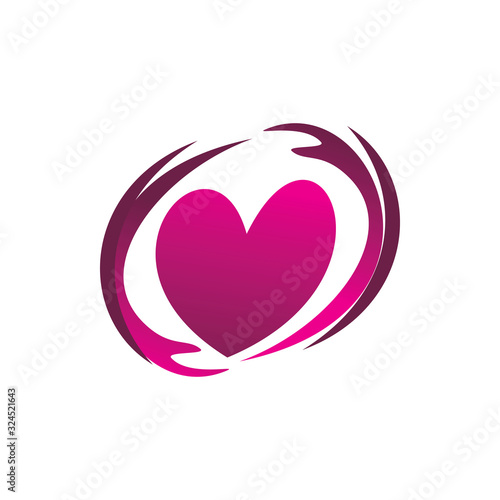 color shape art hand care hearth love logo design