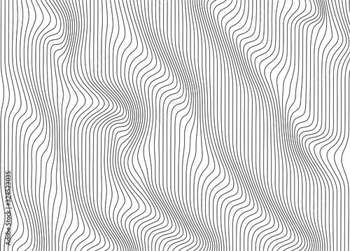 Modern background of black thin vertical curved lines on a white background. Vector illustration