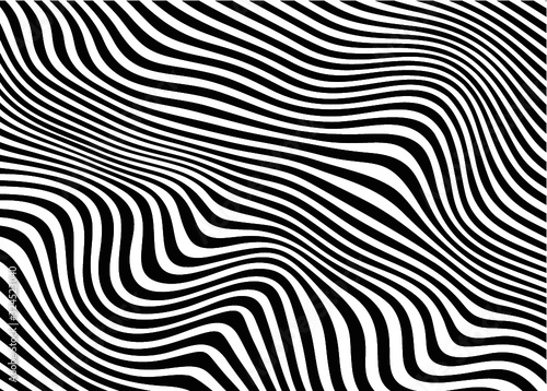  Beautiful modern background of black and white wavy lines. Vector illustration