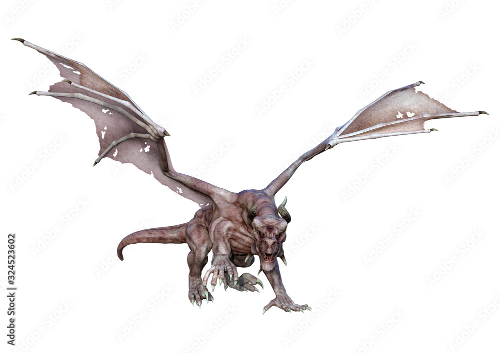 Fototapeta premium 3D Rendering Fairy Tale Dragon on White