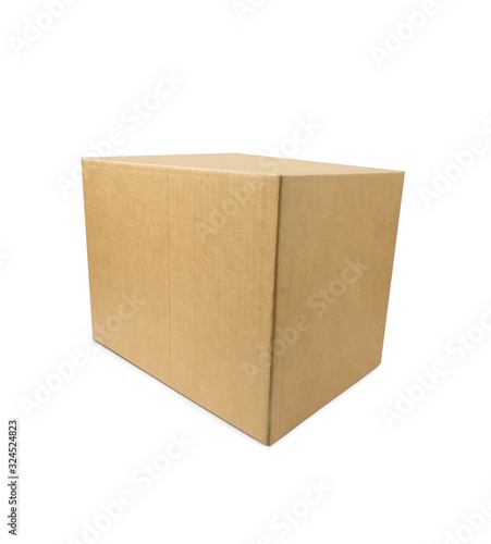 Closed carton box isolated on white with clipping path.square image