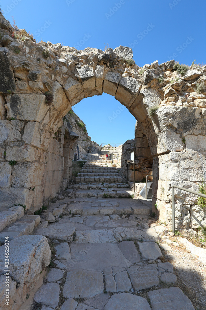 Lebanon: Entrance to the remains of Beaufort Crusader Fortress in South Lebanon.