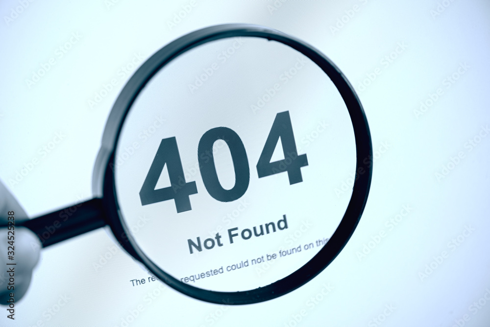 404 ERROR Internet Page not Found, hand with Magnifier, concept Picture 404 ERROR Internet Page not Found, hand with Magnifier, concept Picture