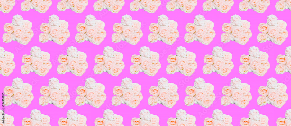 Seamless pattern.  Angel and white roses. Use for t-shirt, greeting cards, wrapping paper, posters, fabric print.
