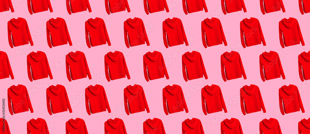 Obraz premium Seamless pattern. Fashion red hoodie Use for t-shirt, greeting cards, wrapping paper, posters, fabric print.