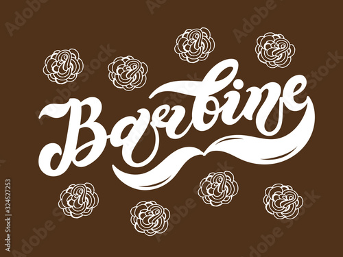 Barbine. The name of the type of pasta in Italian. Hand drawn lettering. Vector illustration. Illustration is great for restaurant or cafe menu design. photo