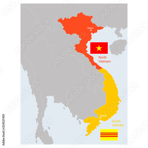 vector map of South and North Vietnam