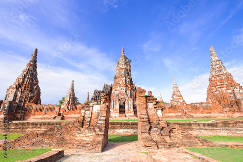 Pagoda Wat Chaiwatthanaram in ayutthaya ,Thailand,Public place allowing shooting for travel and worship 