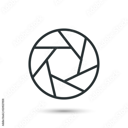 Aperture black icon. Camera lens diaphragm. Vector