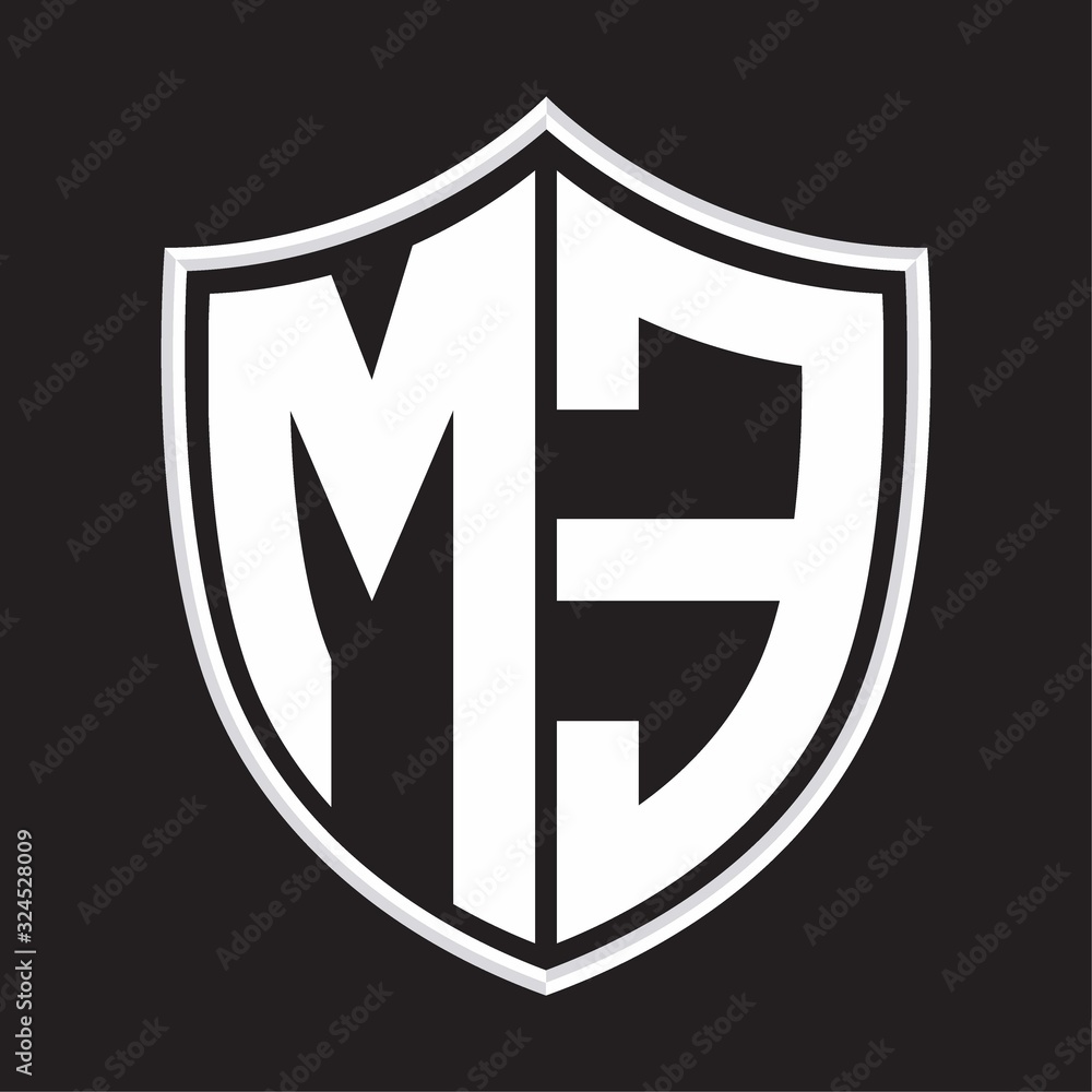 ME Logo monogram with shield shape isolated on outline design template ME Logo monogram with shield shape isolated on outline design template