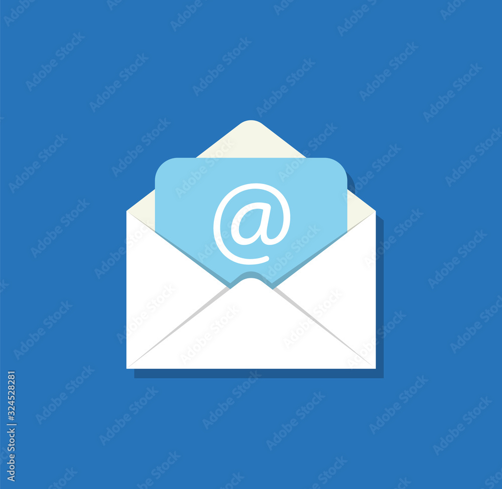 Email flat icon. Open envelope with mail. Email flat icon. Open envelope with mail.