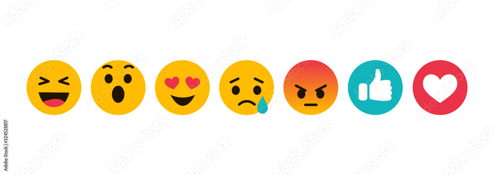 Smiley icons. Emoji. Thumb up and heart. Vector Smiley icons. Emoji. Thumb up and heart. Vector