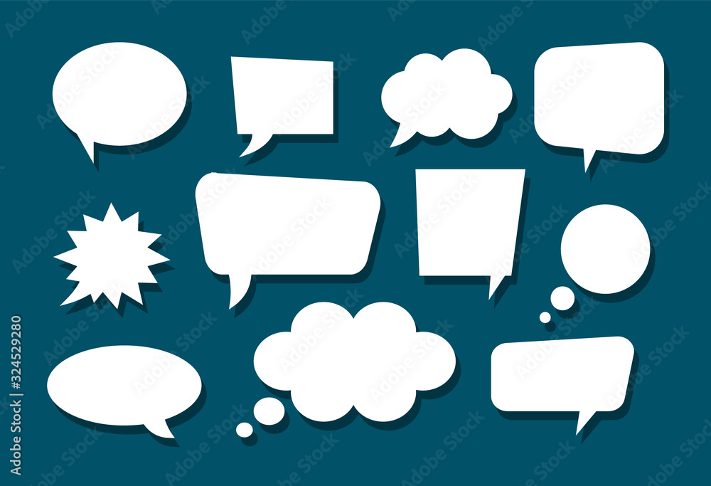 Empty bubbles speech on the blue background. Vector flat style. Empty bubbles speech on the blue background. Vector flat style.