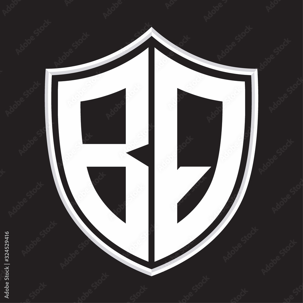 BQ Logo monogram with shield shape isolated on outline design template BQ Logo monogram with shield shape isolated on outline design template
