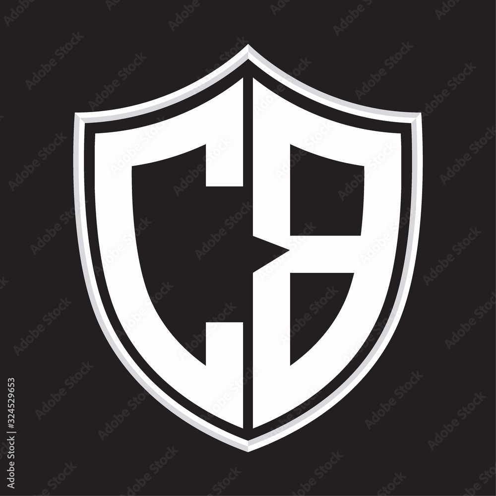 CB Logo monogram with shield shape isolated on outline design template CB Logo monogram with shield shape isolated on outline design template