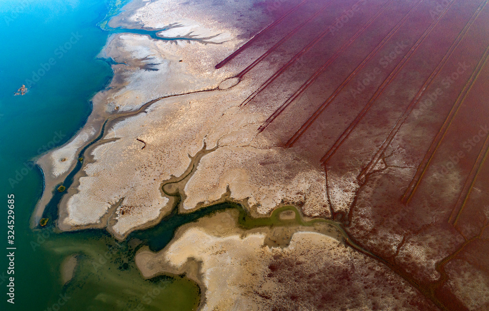 Aerial photo of tiaozi wetland, Yancheng City, Jiangsu Province, China Aerial photo of tiaozi wetland, Yancheng City, Jiangsu Province, China