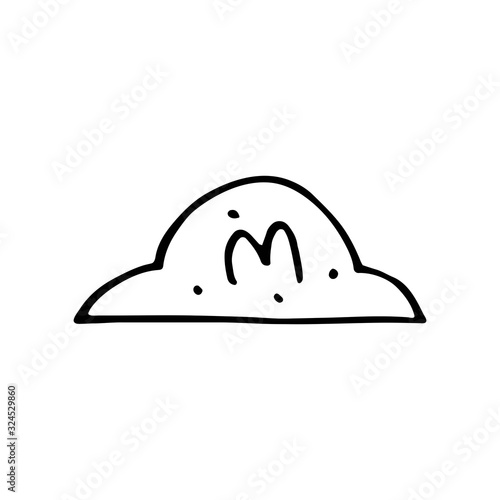 Small cloud cute hand drawn doodle vector illustration, sticker, icon, design element. Black monochrome design. Isolated on white background. Easy to change color. Decorative element. Coloring. 