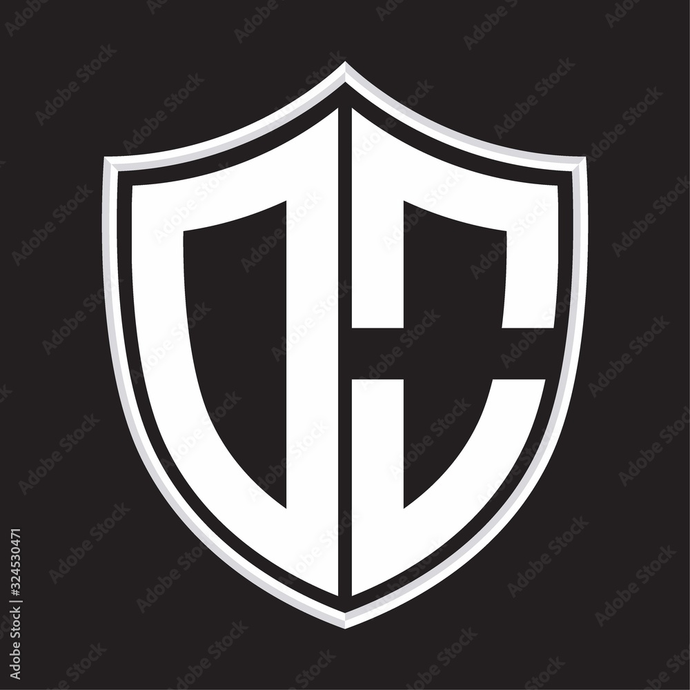DO Logo monogram with shield shape isolated on outline design template DO Logo monogram with shield shape isolated on outline design template