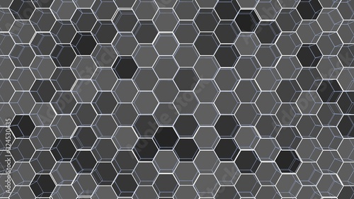 Abstract background of colorful outline hexagons
