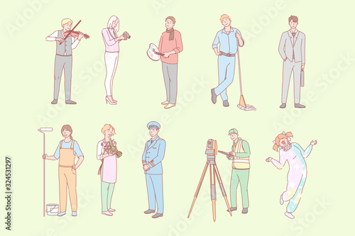 Various lines of work, labor day set concept