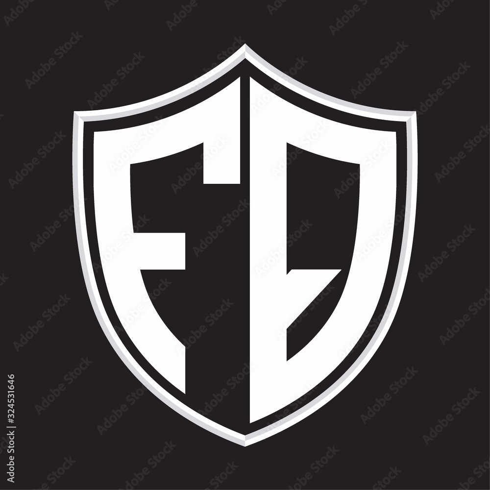 FQ Logo monogram with shield shape isolated on outline design template FQ Logo monogram with shield shape isolated on outline design template