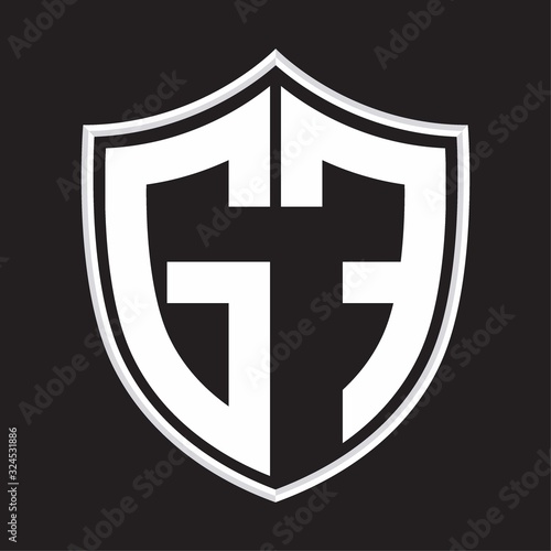 GF Logo monogram with shield shape isolated on outline design template