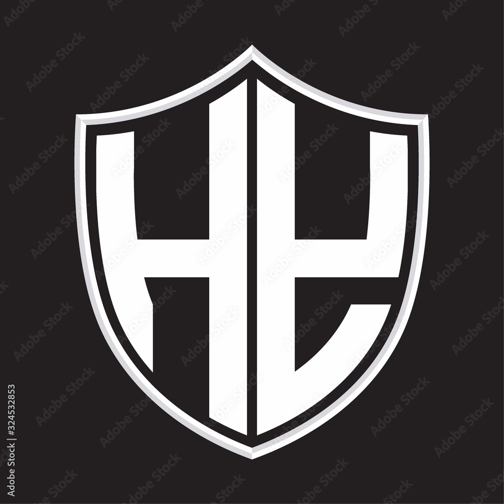 HY Logo monogram with shield shape isolated on outline design template HY Logo monogram with shield shape isolated on outline design template