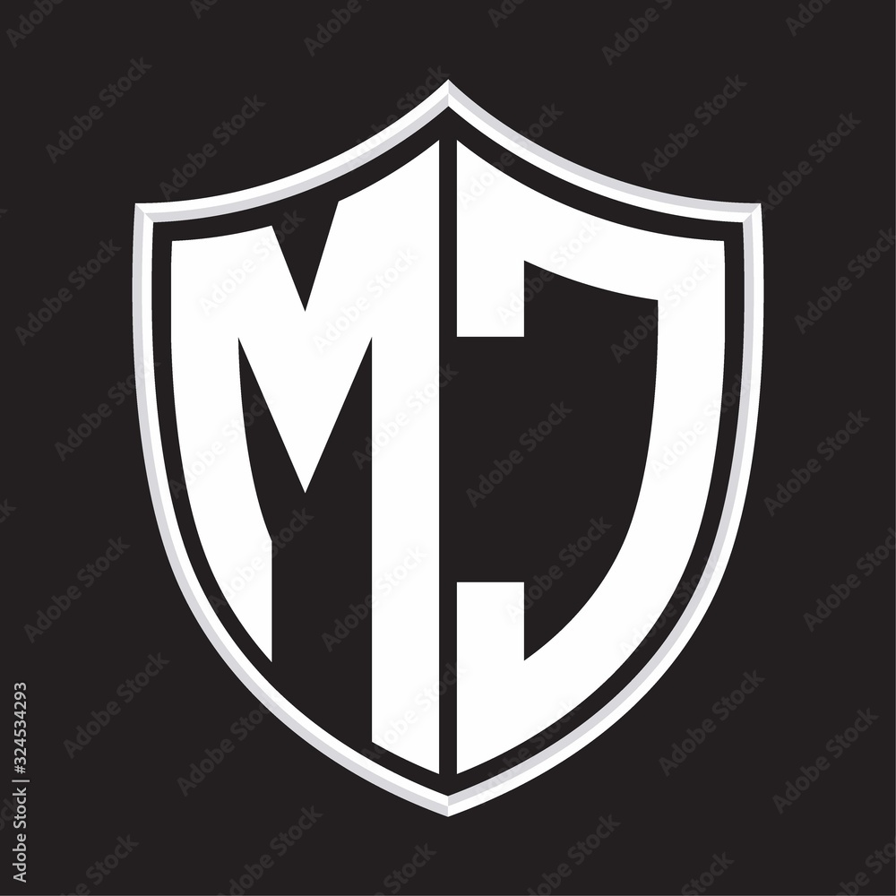 MC Logo monogram with shield shape isolated on outline design template MC Logo monogram with shield shape isolated on outline design template