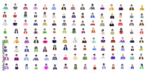 Business man and woman icons. Group of working people. Different nationalities characters. Flat style design Infographic elements 