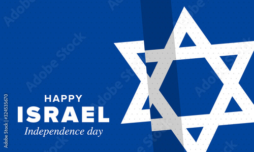 Israel Independence Day. National holiday, celebrated annual. Israel flag. Star of David, jewish symbol. Patriotic sign and elements. Poster, card, banner and background. Vector illustration