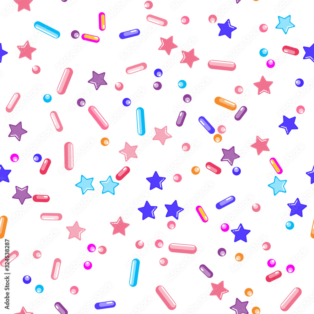 Sprinkle Cupcake Donut Topping. Seamless Pattern Sprinkle Cupcake Donut Topping. Seamless Pattern