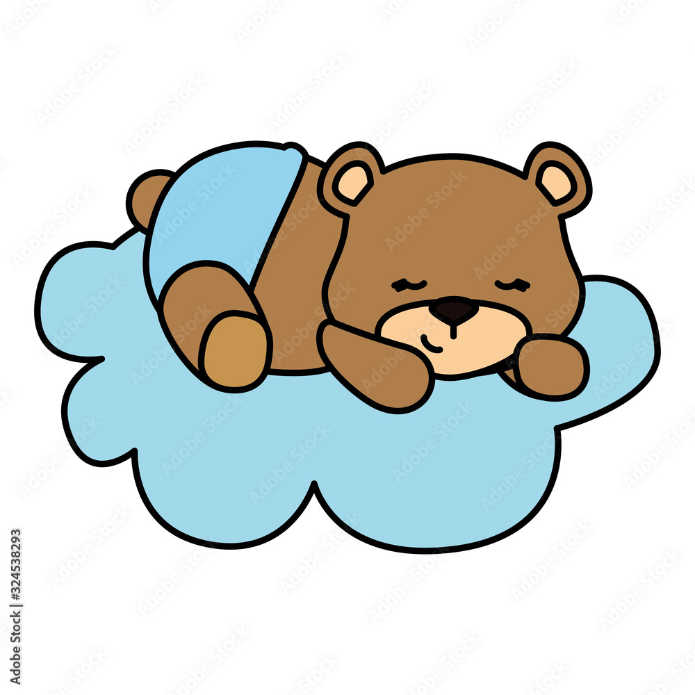 Fototapeta premium cute teddy bear in cloud isolated icon vector illustration design
