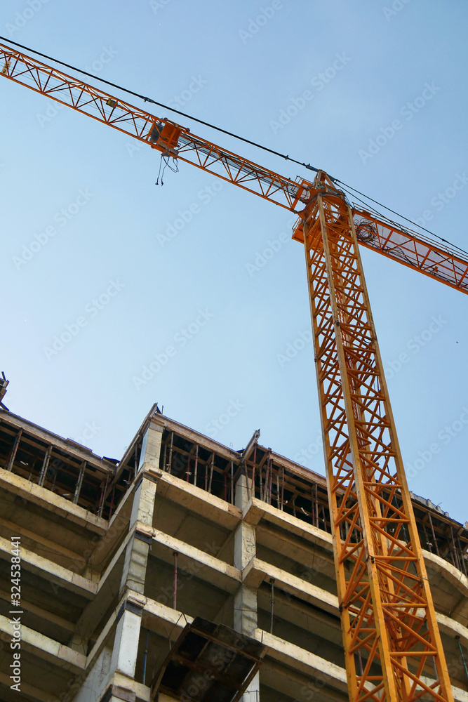 Crane. Self-erection crane over construction site. Crane near bulding. Crane. Self-erection crane over construction site. Crane near bulding.