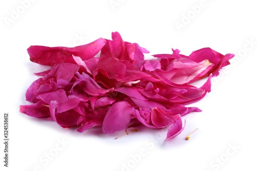 Peony petals isolated on white