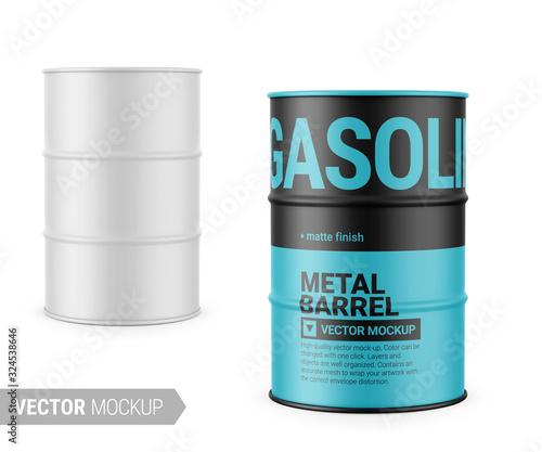 White matte metal barrel mockup template.