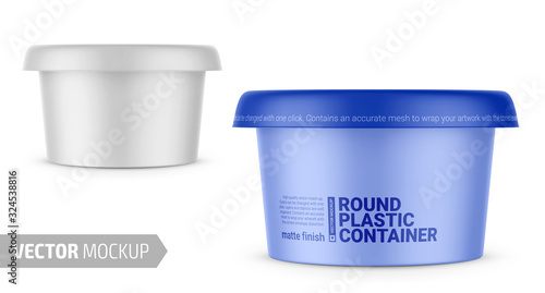 White matte plastic container vector mockup.