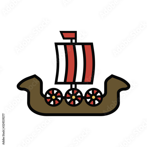 viking color icon flat ship